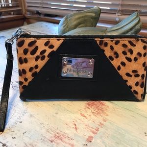 Joy Mangano wallet, EUC, leather and calf hair